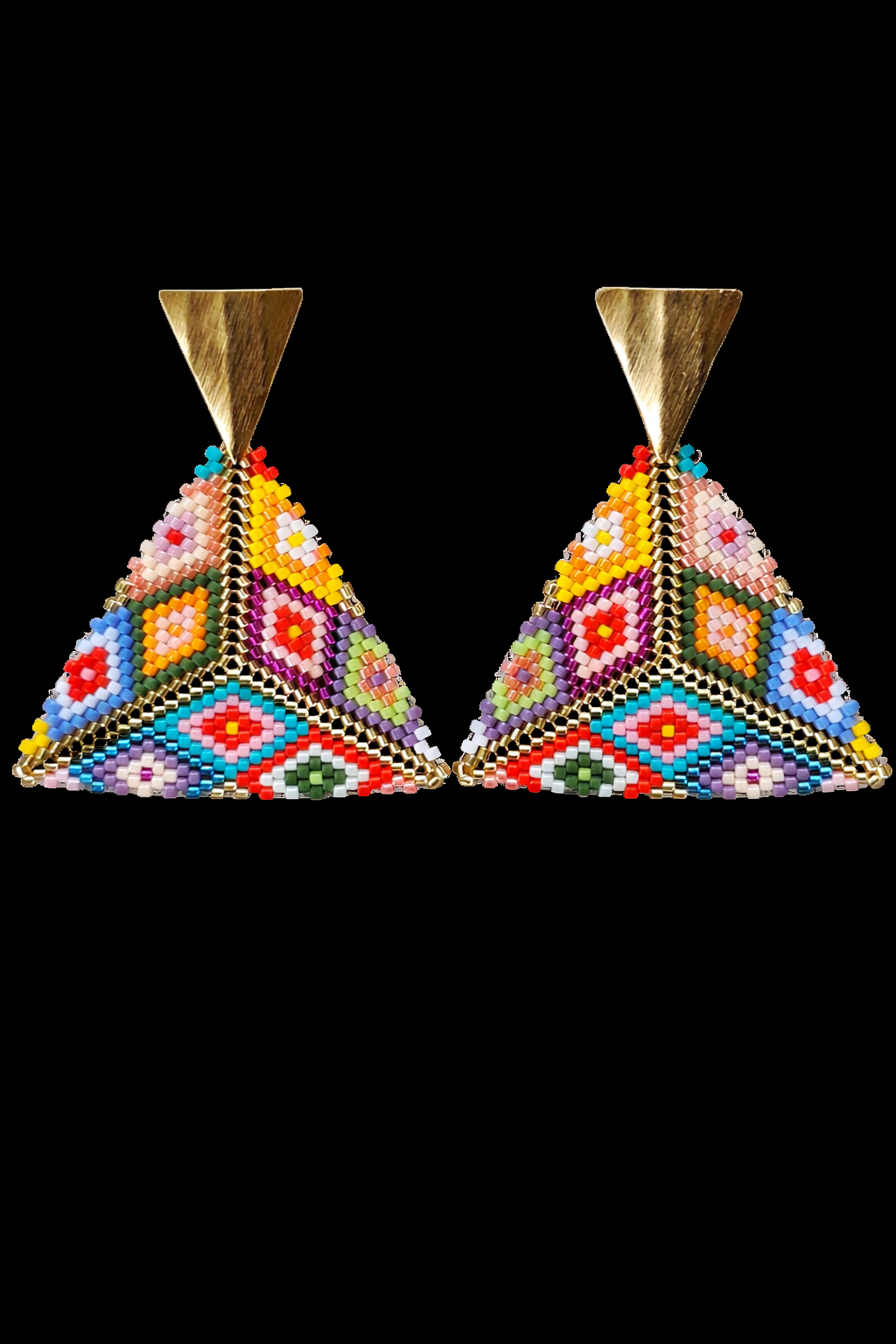 Multicolor Beaded Triangle Drops
