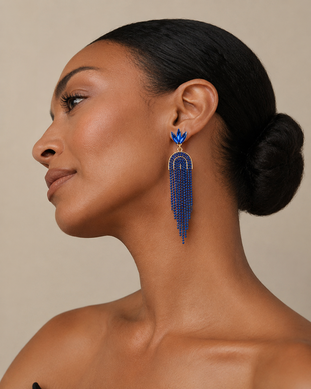 Blue Raindrop Fringe Earring
