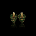 Emerald Green and Gold Triangle Earrings