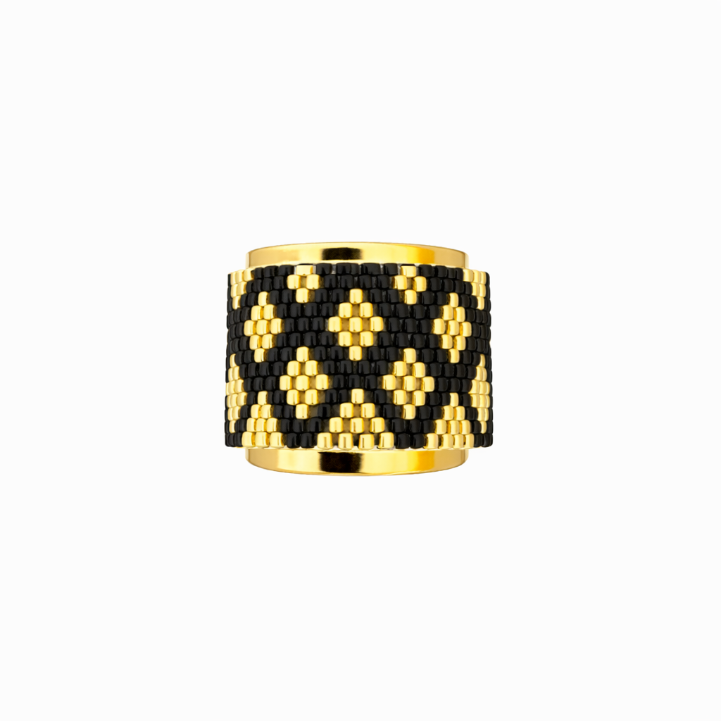 Noir Gold Leopard Ring