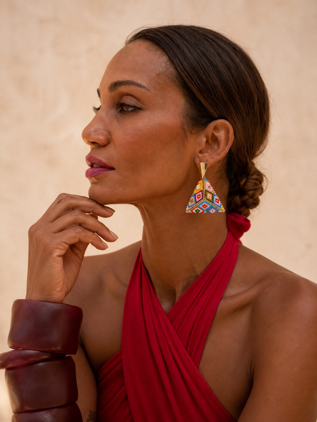Multicolor Beaded Triangle Drops