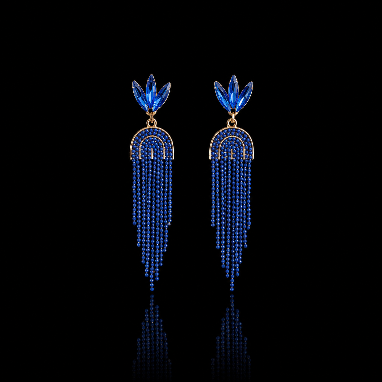 Blue Raindrop Fringe Earring
