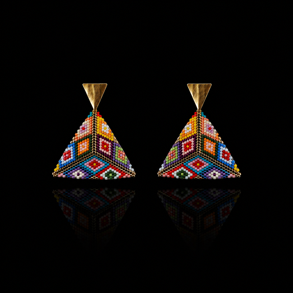 Multicolor Beaded Triangle Drops