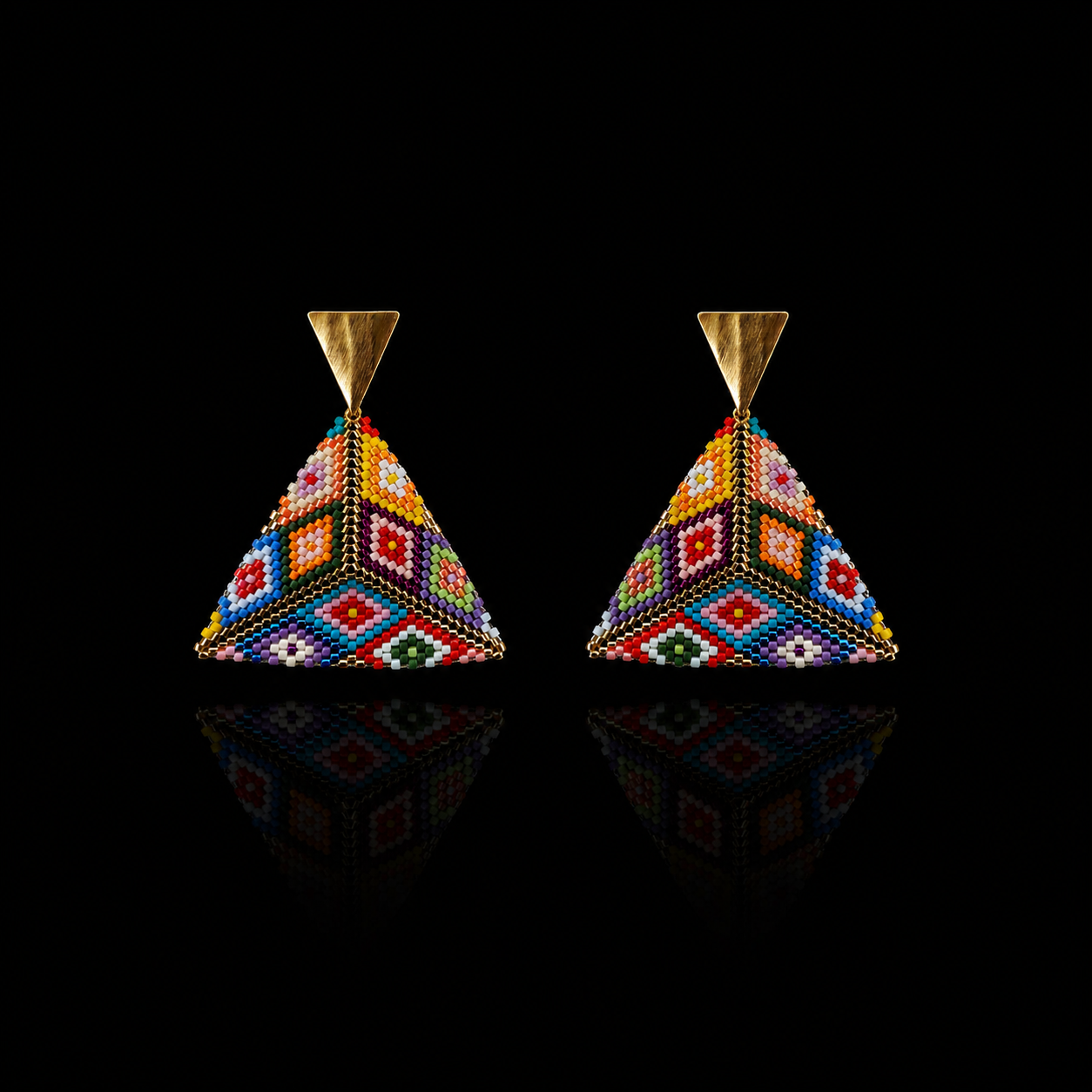 Multicolor Beaded Triangle Drops